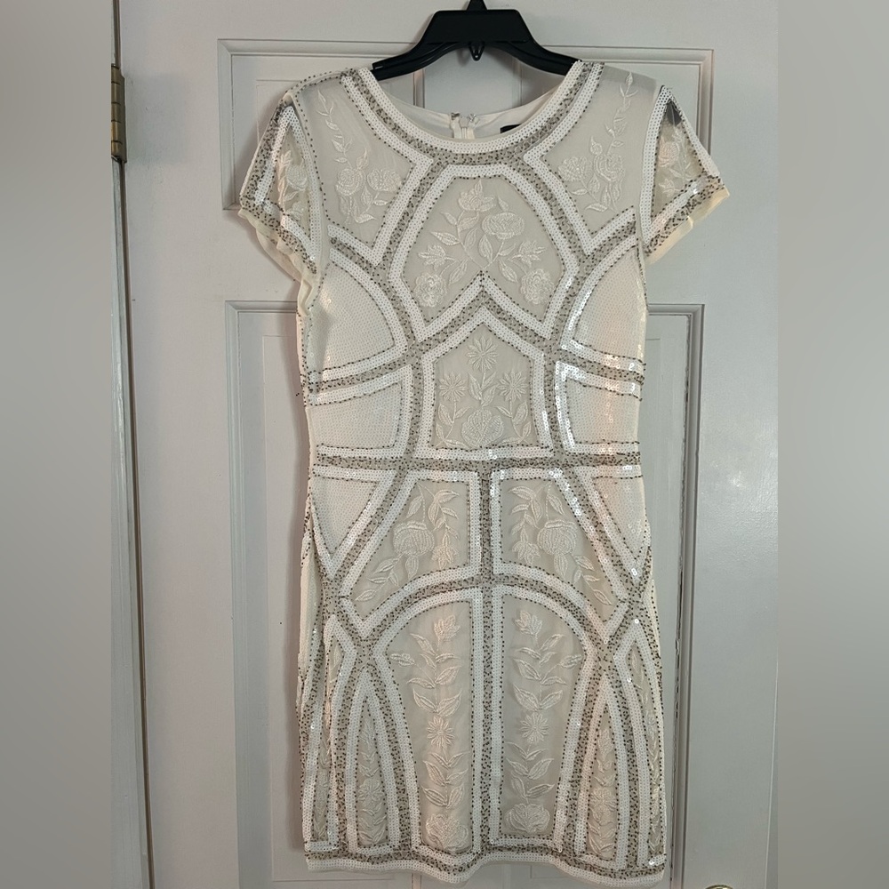 Lulu's White and Silver Sequin Mini Dress